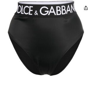 Dolce & Gabbana Black Logo Waist Bikini Bottom